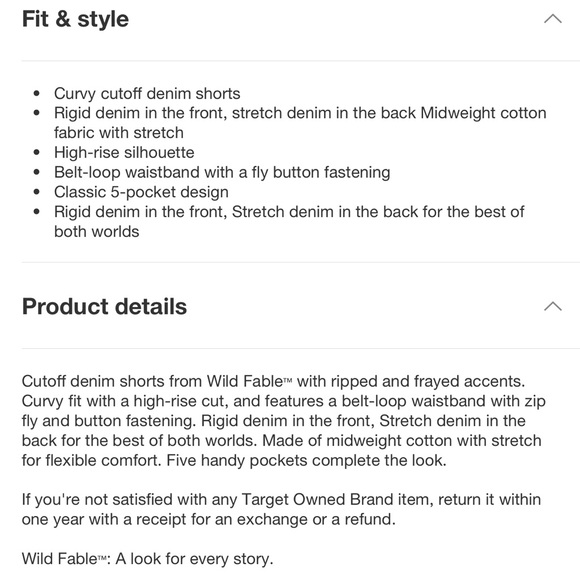 BNWT Wild Fable High-Rise Curvy Easy Rigid Jean Shorts - Picture 5 of 6